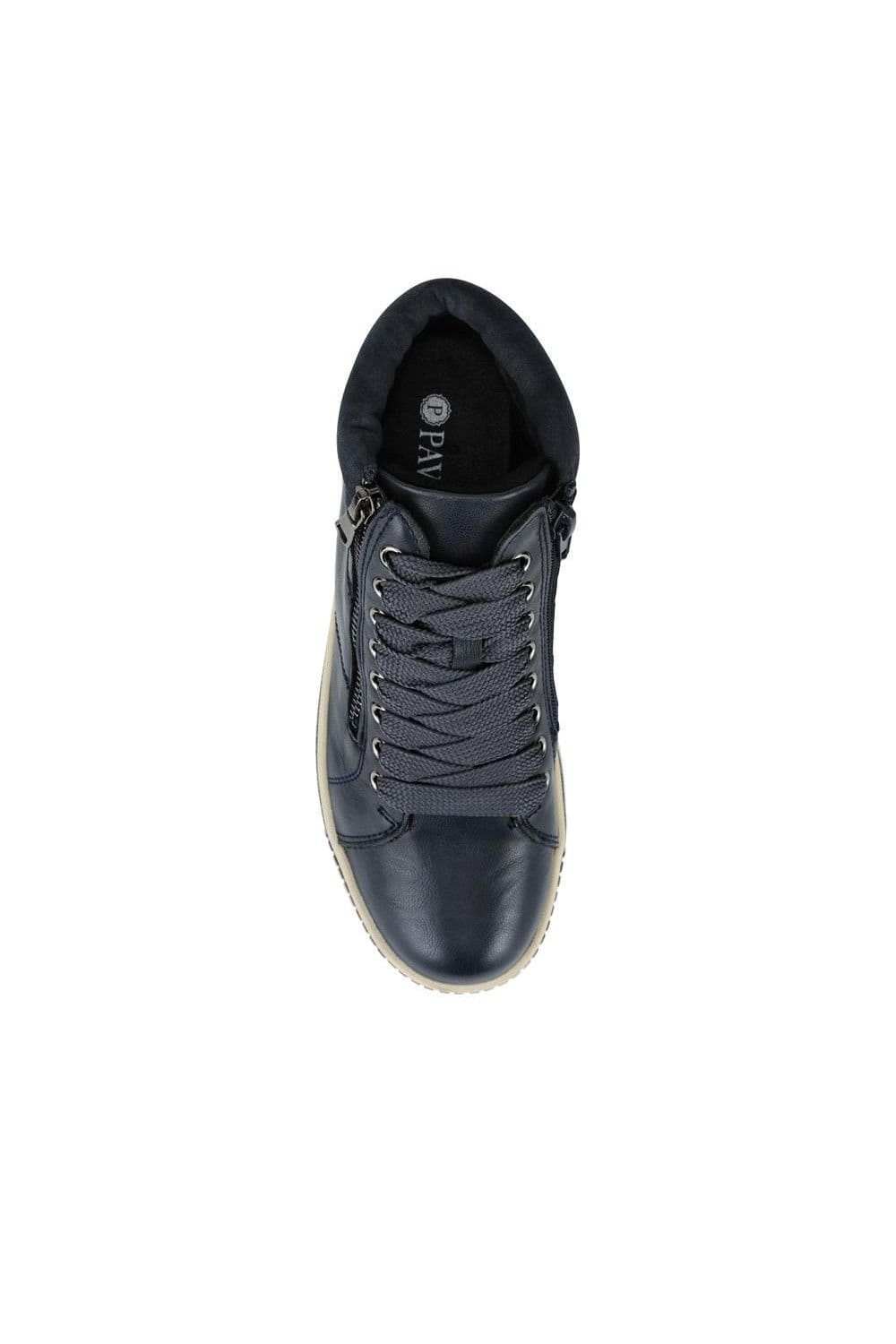 Pavers Pavers Women's Lace Up Trainers with Side Zip in Navy - 4