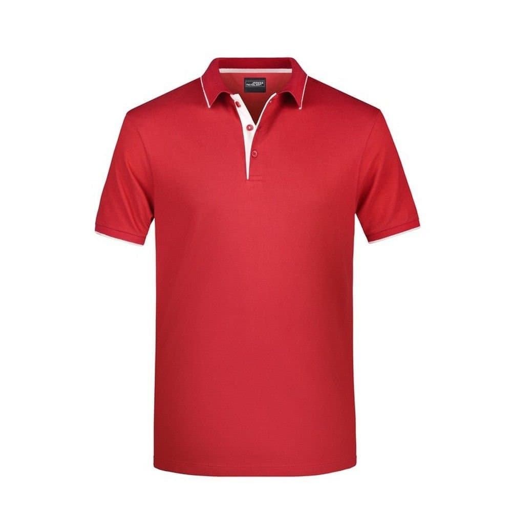 James and Nicholson James and Nicholson Men's Contrast Striped Pique Polo Shirt in Red