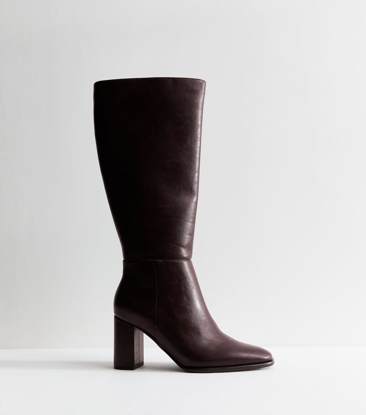 New Look Women's Dark Burgundy Faux Leather Side Zip Tall Boots Vegan New Look