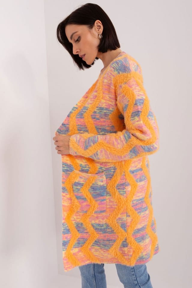 Love Lace Love Lace Women's Geometric Pattern Long Sleeve Cardigan Style 188851 in Orange - 2
