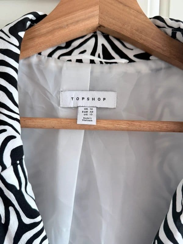 Topshop Black & White Zebra Print Cropped Blazer