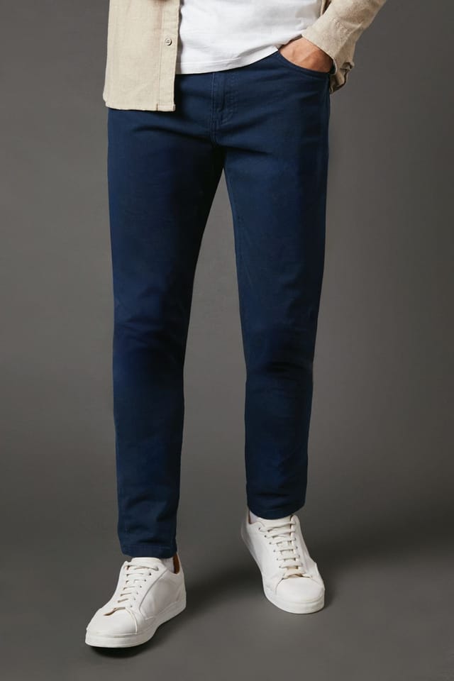 Burton Burton Men's Navy Stretch Twill Slim Fit Jeans - 2