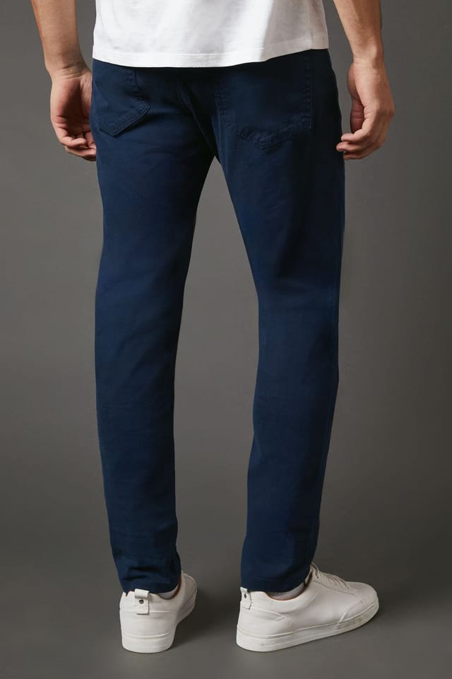 Burton Burton Men's Navy Stretch Twill Slim Fit Jeans - 3