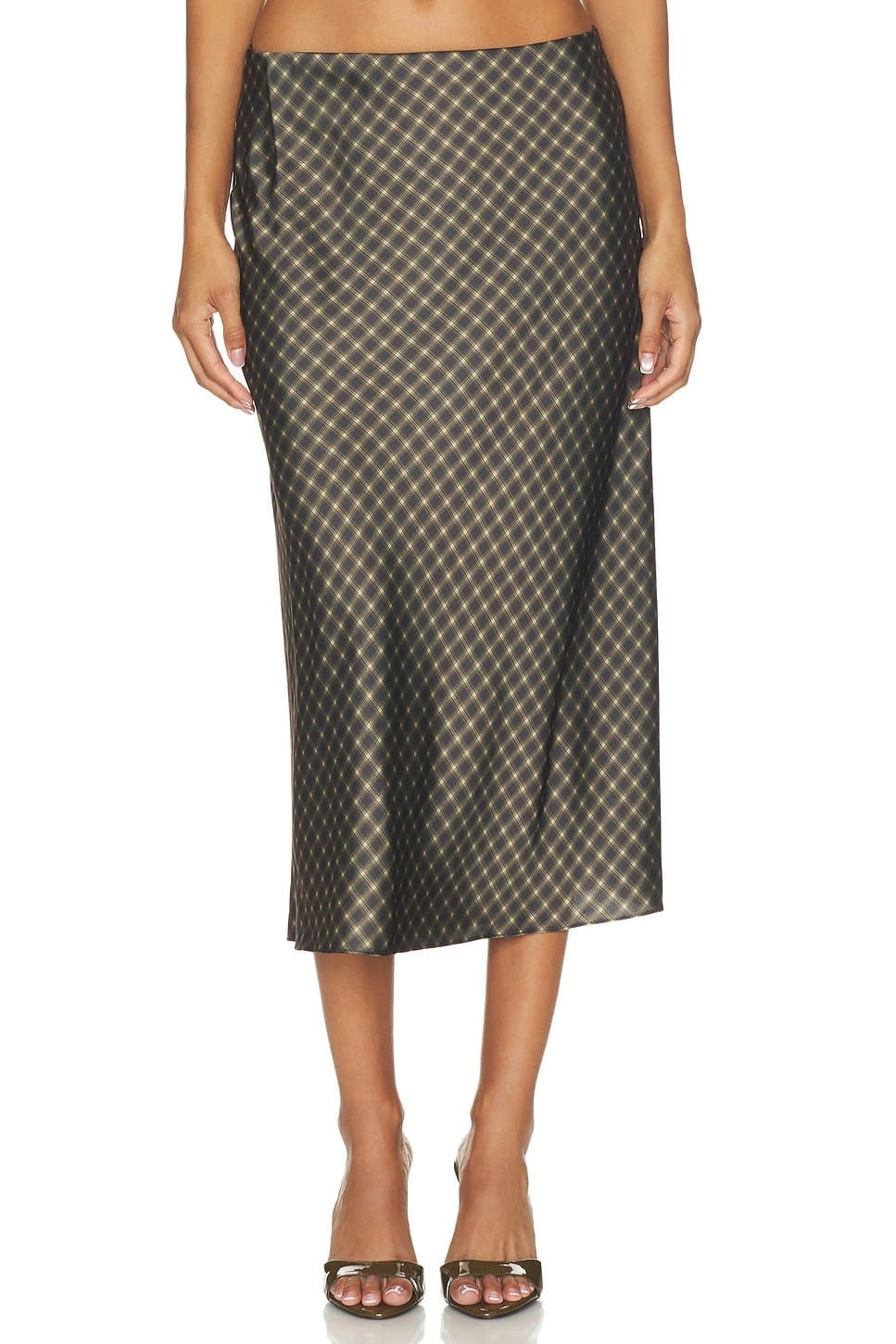 revolve Plaid Ombre Slip Skirt With Lingerie Elastic