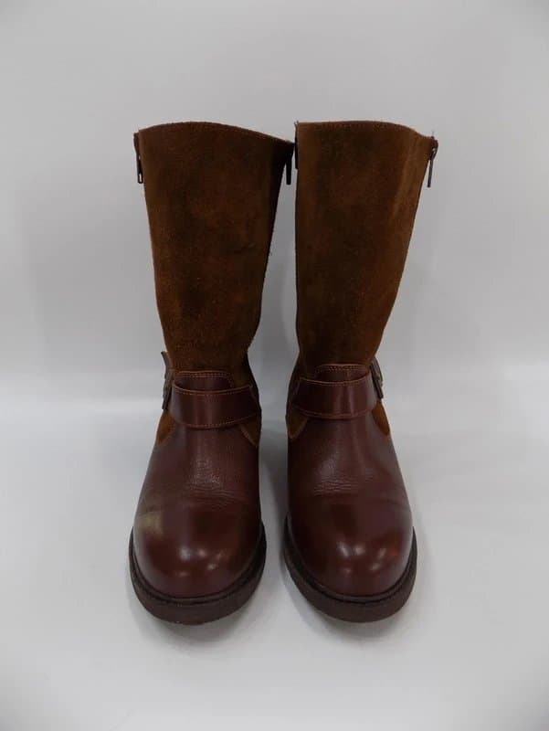 unbranded Brown Biker Boots Leather Suede UK 5 EU38 Women Mid Calf Ankle Warm Lined Chunky