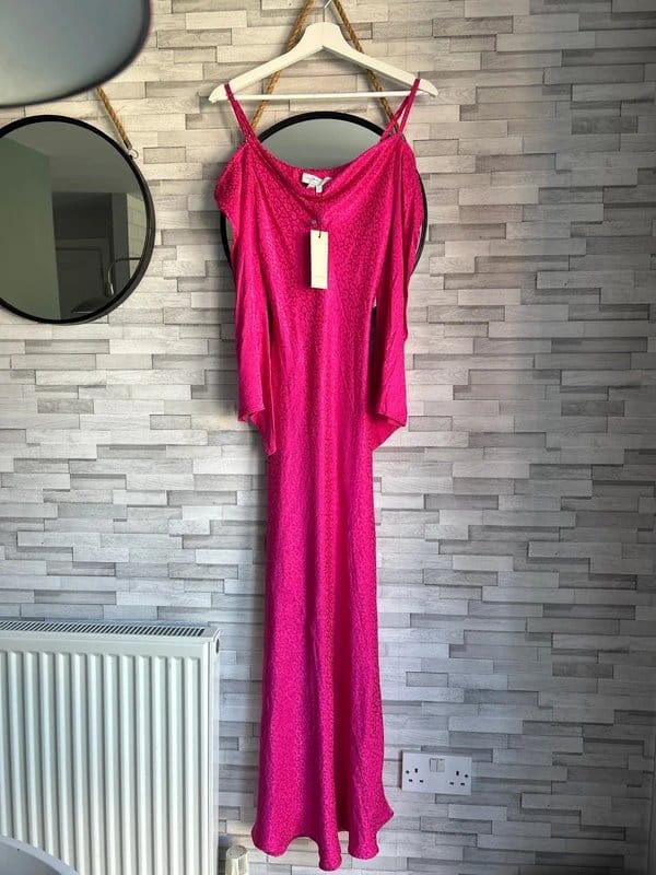 Never Fully Dressed Pink Jacquard Midi Dress