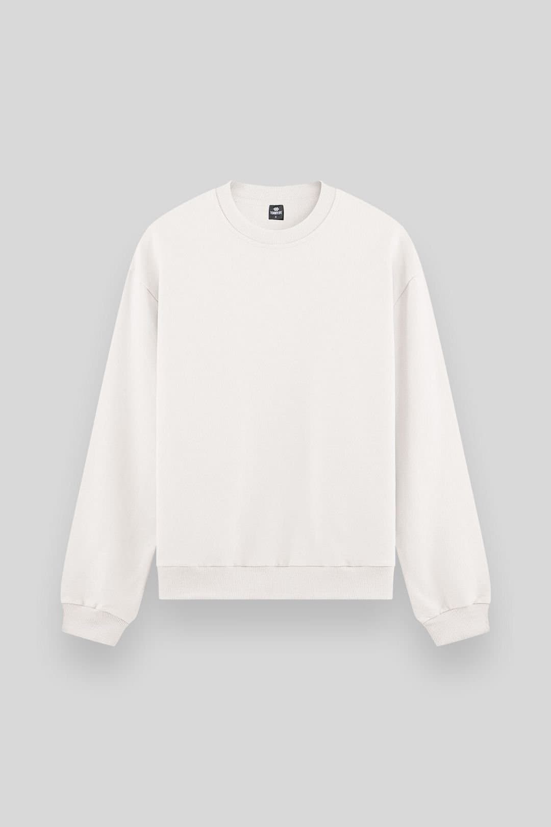 Tommy Life Tommy Life Men's Plain Crew Neck Sweatshirt in Off-White