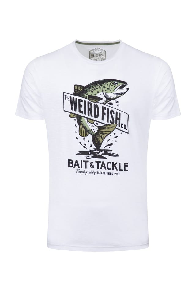 Weird Fish Weird Fish Men's Bait & Tackle Front Print Graphic T-Shirt in White - 2