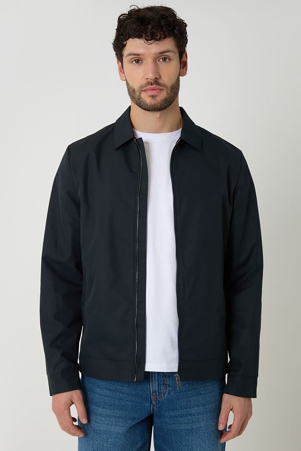 Threadbare Threadbare Men's Showerproof Lightweight Zip Through Jacket in Navy