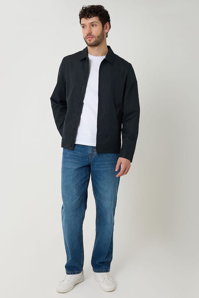 Threadbare Threadbare Men's Showerproof Lightweight Zip Through Jacket in Navy - 3