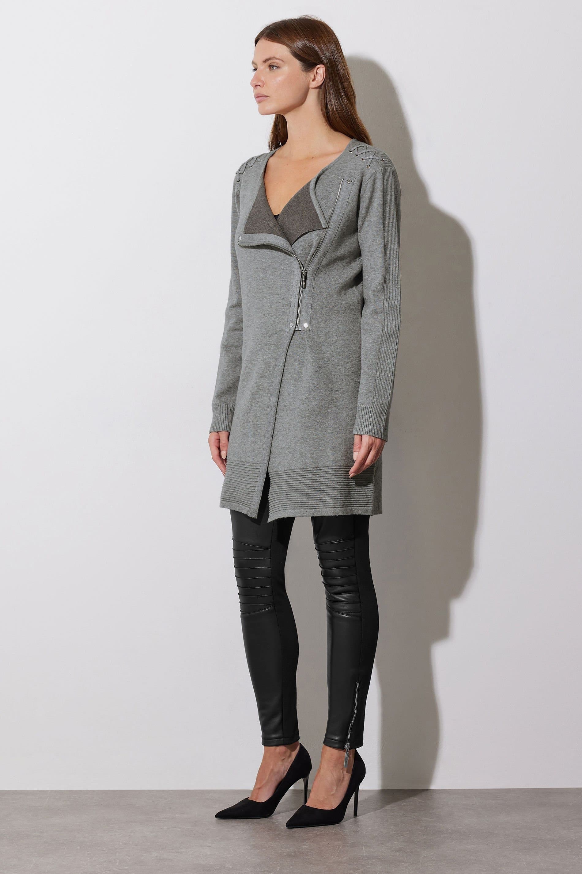 Star by Julien Macdonald Star by Julien Macdonald Women's Eyelet Detail Zip Cardigan in Grey
