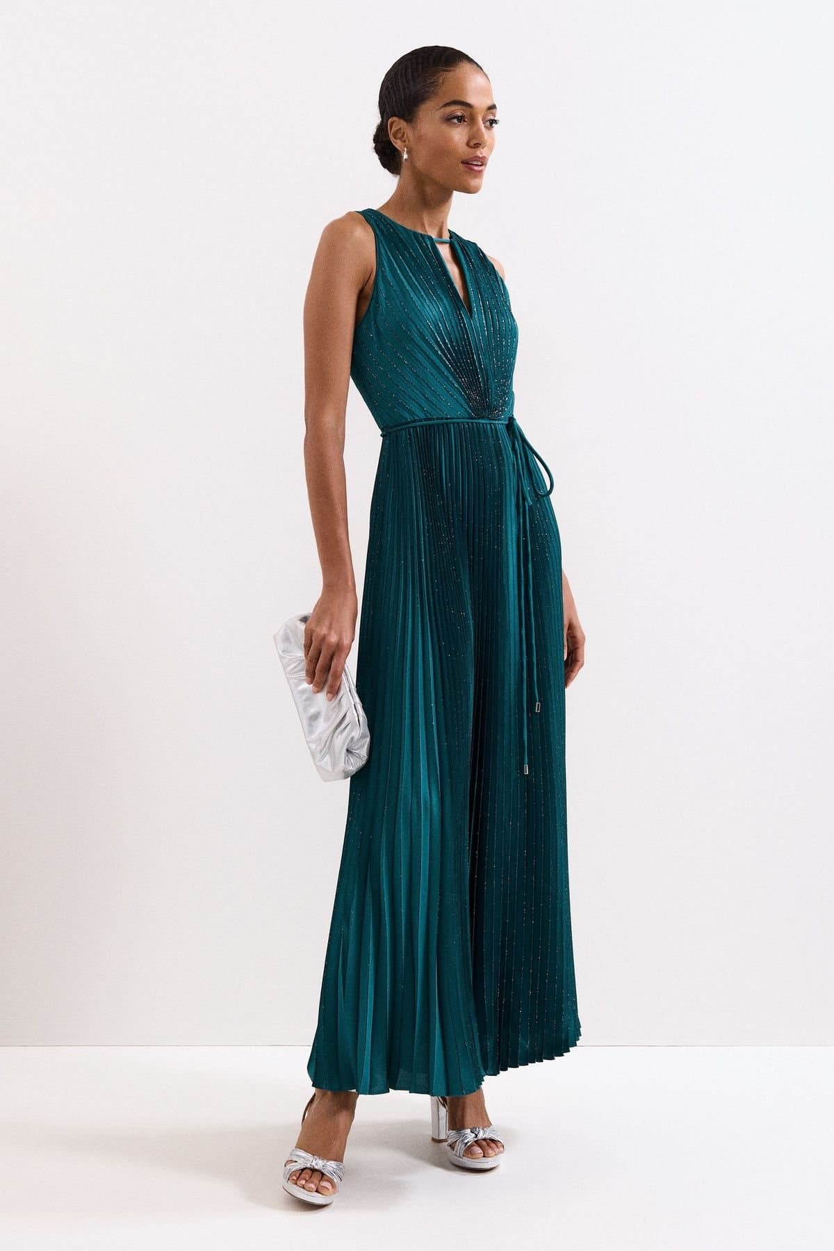 Phase Eight Phase Eight Women's Simara Sleeveless Glitter Maxi Dress in Teal