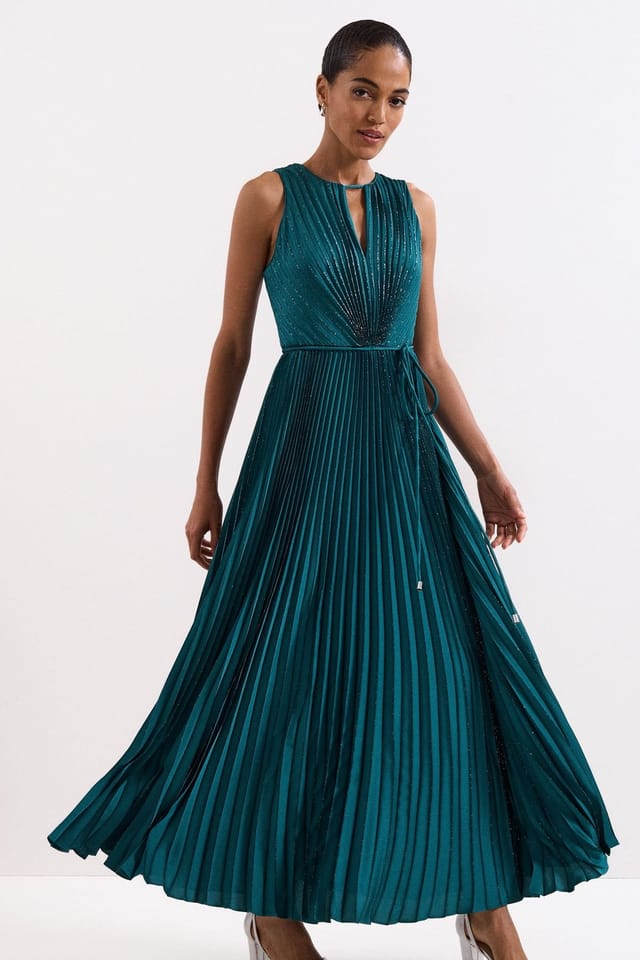 Phase Eight Phase Eight Women's Simara Sleeveless Glitter Maxi Dress in Teal - 3