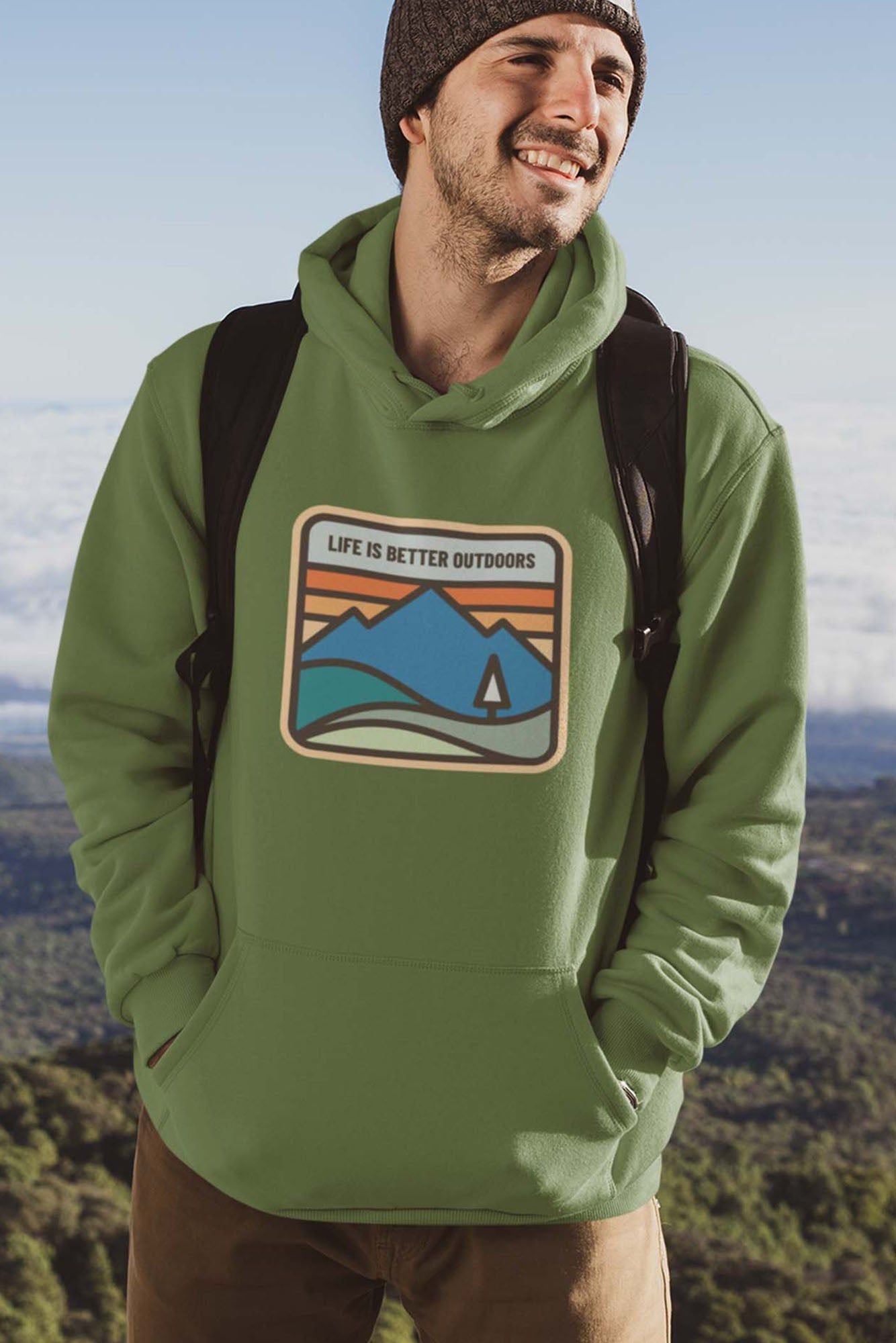 Bad Zebedee Bad Zebedee Men's Life Is Better Outdoors Hoodie in Green - 2