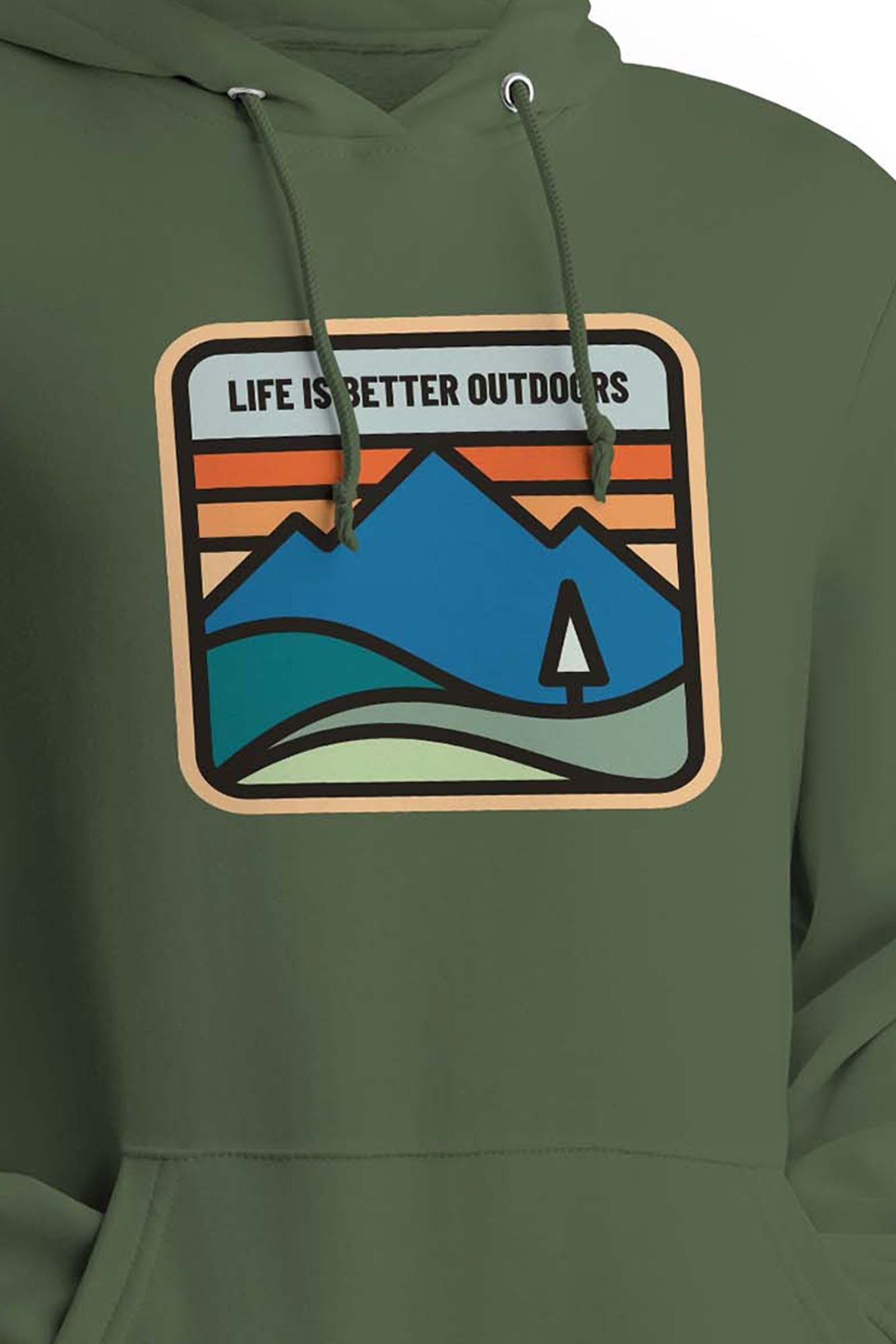 Bad Zebedee Bad Zebedee Men's Life Is Better Outdoors Hoodie in Green - 3
