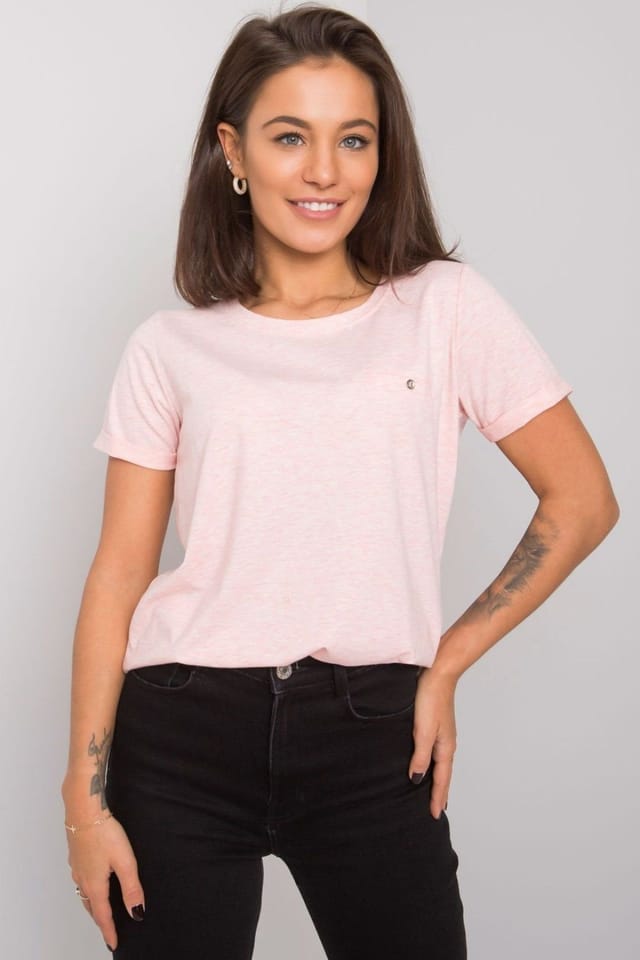 Love Lace Love Lace Women's Round Neck Short Sleeve Cotton T-Shirt in Pink - 2
