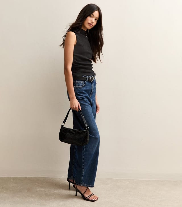 New Look Women's Black Textured Jersey Ruched Tank Top New Look - 3