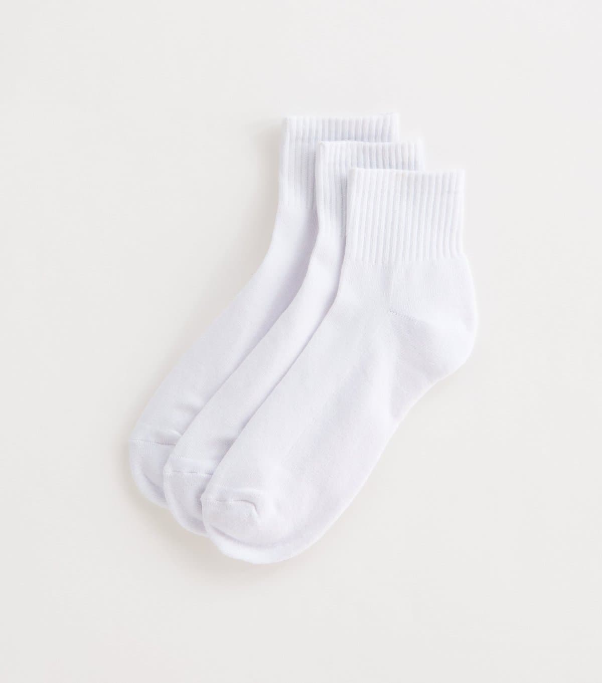 New Look Men's Mens Pack of 3 White Ribbed Ankle Socks New Look