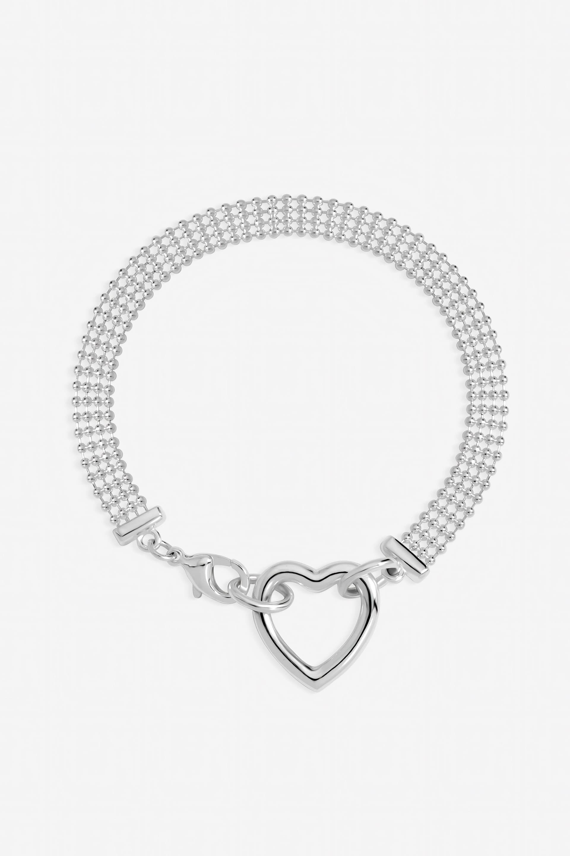 Inicio Inicio Women's Sterling Silver Plated Mesh Heart Clasp Bracelet - Gift Pouch