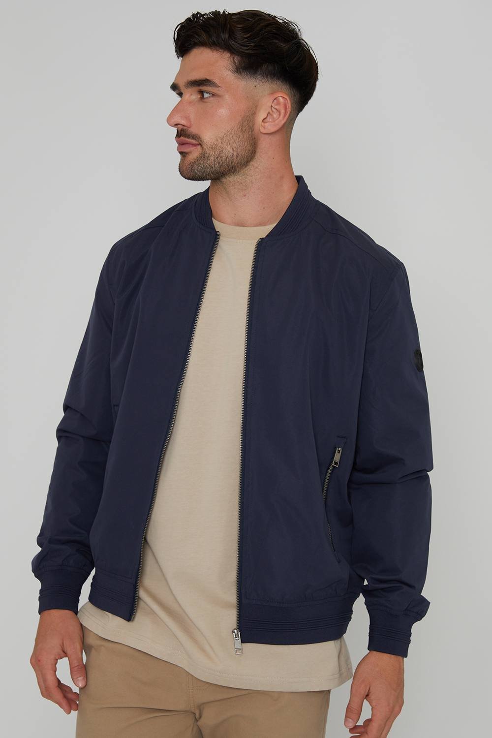 Threadbare Threadbare Men's 'Predict' Showerproof Classic Bomber Jacket in Navy - 4