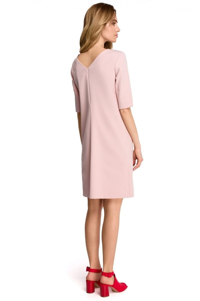 Love Lace Love Lace Women's Minimal Day Dress with Back Neckline & Sleeves in Pink - 2