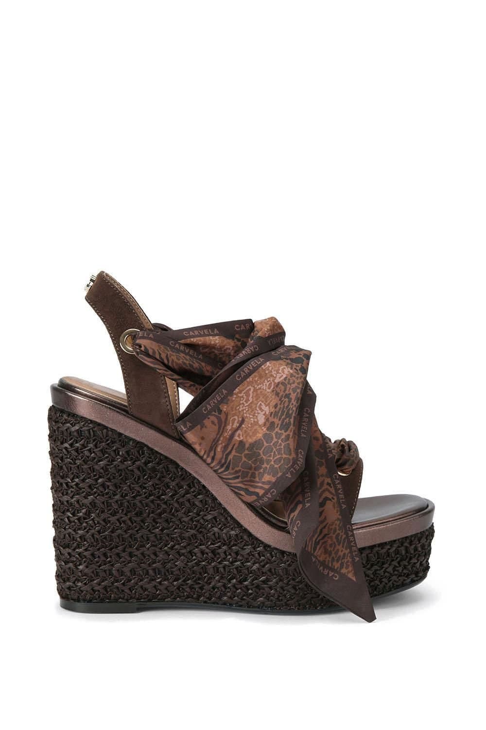 Carvela Carvela Women's 'Sorrento Scarf Wedge' Suede Heels in Brown