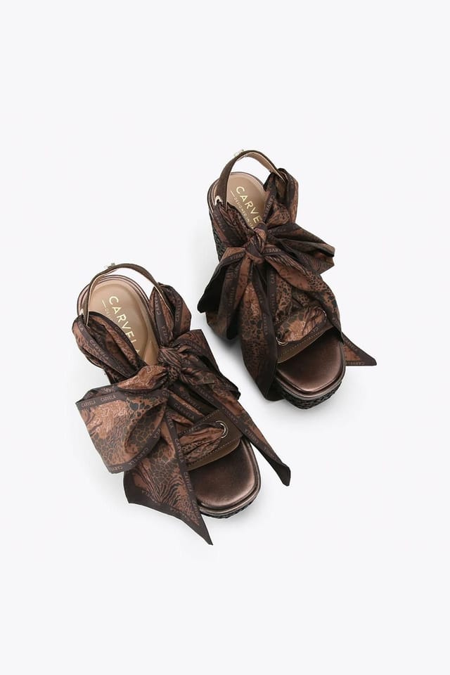 Carvela Carvela Women's 'Sorrento Scarf Wedge' Suede Heels in Brown - 2