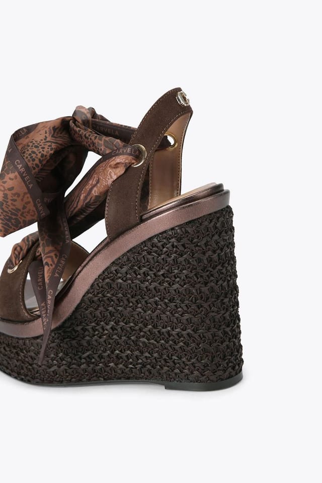 Carvela Carvela Women's 'Sorrento Scarf Wedge' Suede Heels in Brown - 3