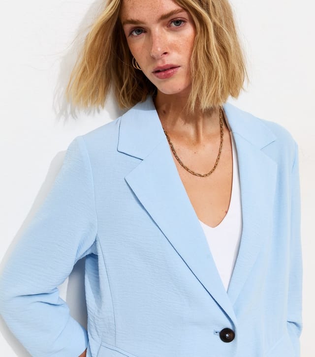 New Look Women's Light Blue Ruched Sleeve Blazer New Look - 2