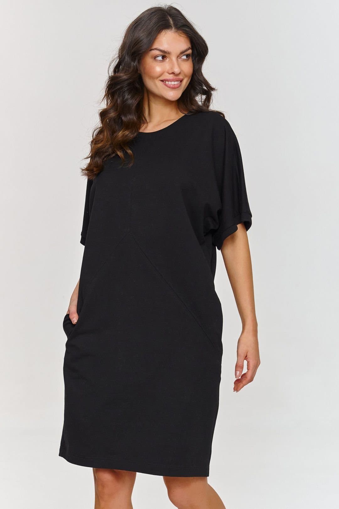 Love Lace Love Lace Women's Everyday Short Sleeve Seam Pocket Dress in Black