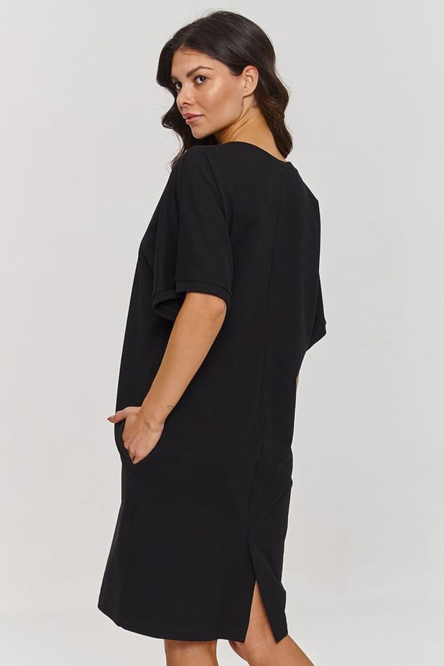 Love Lace Love Lace Women's Everyday Short Sleeve Seam Pocket Dress in Black - 3
