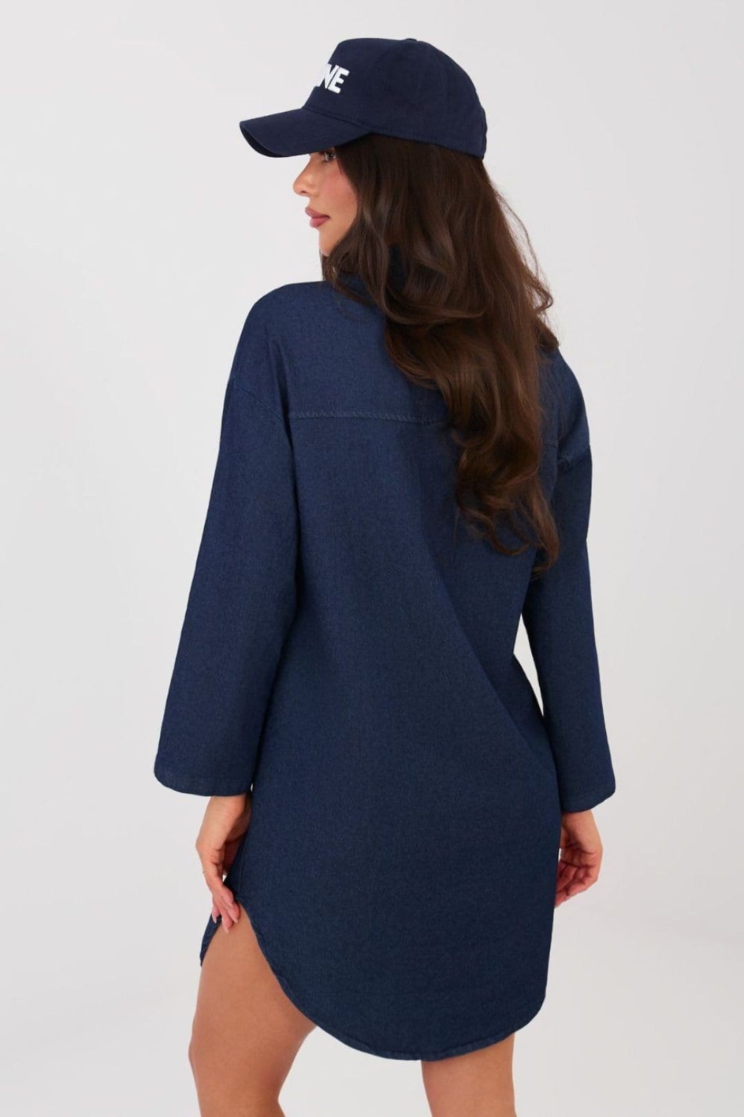 Love Lace Love Lace Women's Cotton Elastane Shirt Dress with Pockets in Blue - 4