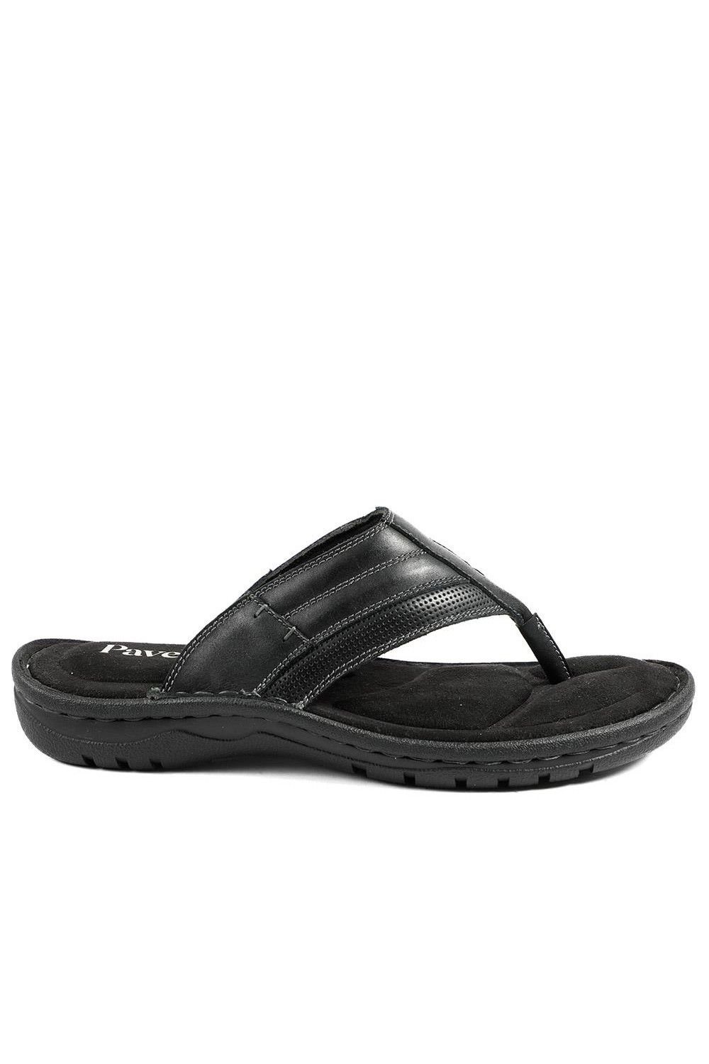 Pavers Pavers Men's Leather Slip On Sandals in Black - 2
