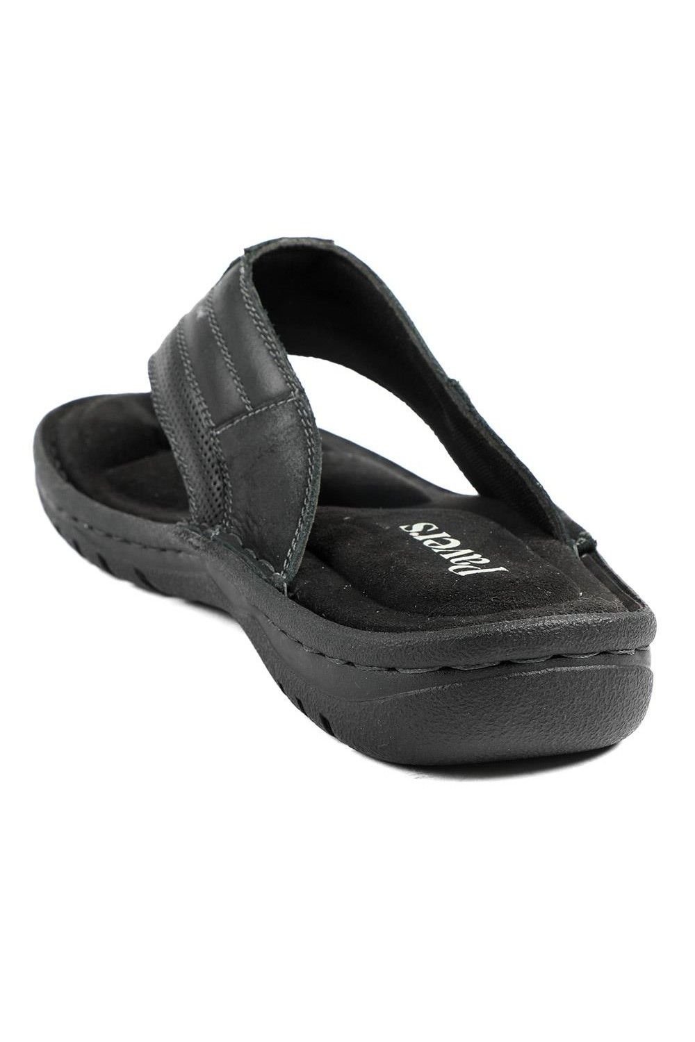 Pavers Pavers Men's Leather Slip On Sandals in Black - 3