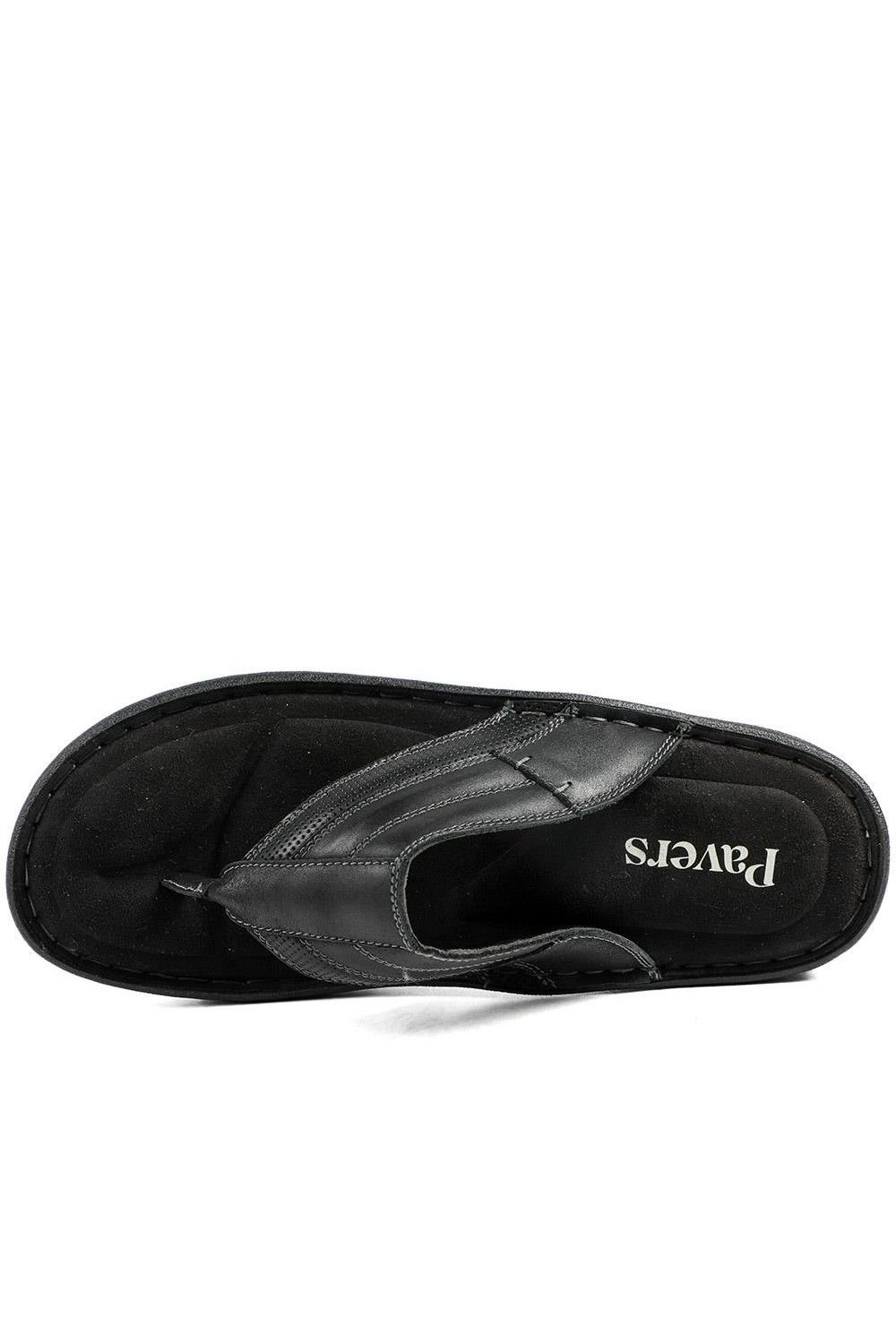 Pavers Pavers Men's Leather Slip On Sandals in Black - 4