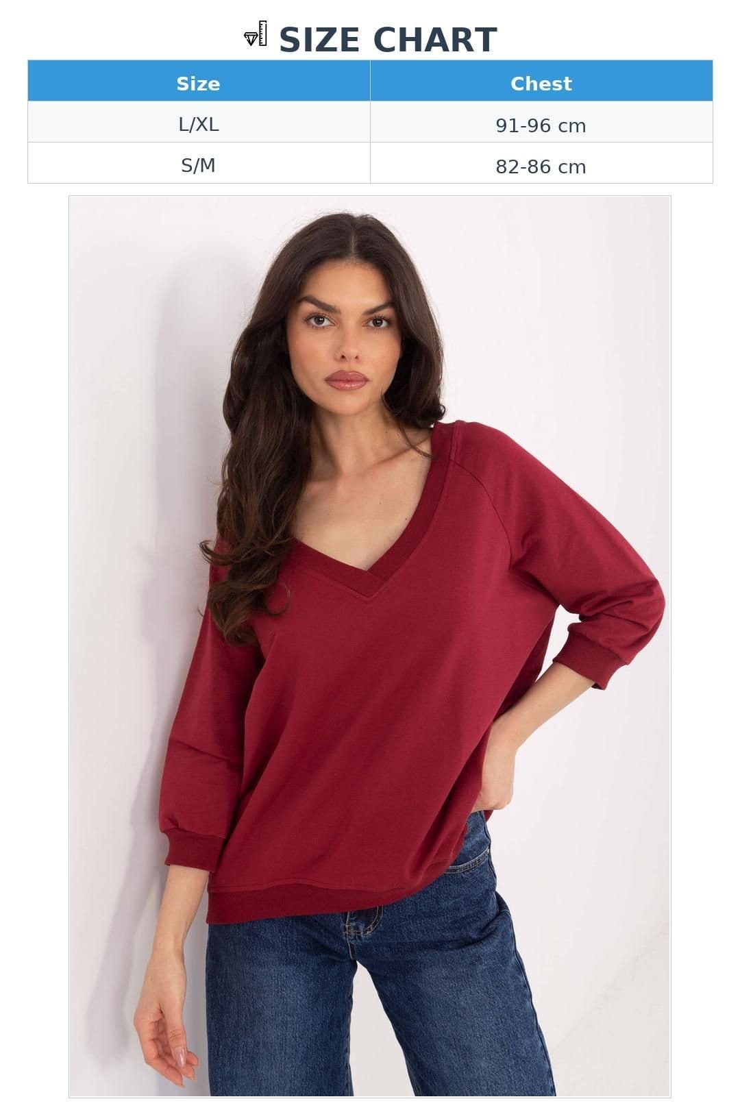 Love Lace Love Lace Women's Everyday Cotton Elastane V Neck Blouse Style 222903 in Burgundy - 4