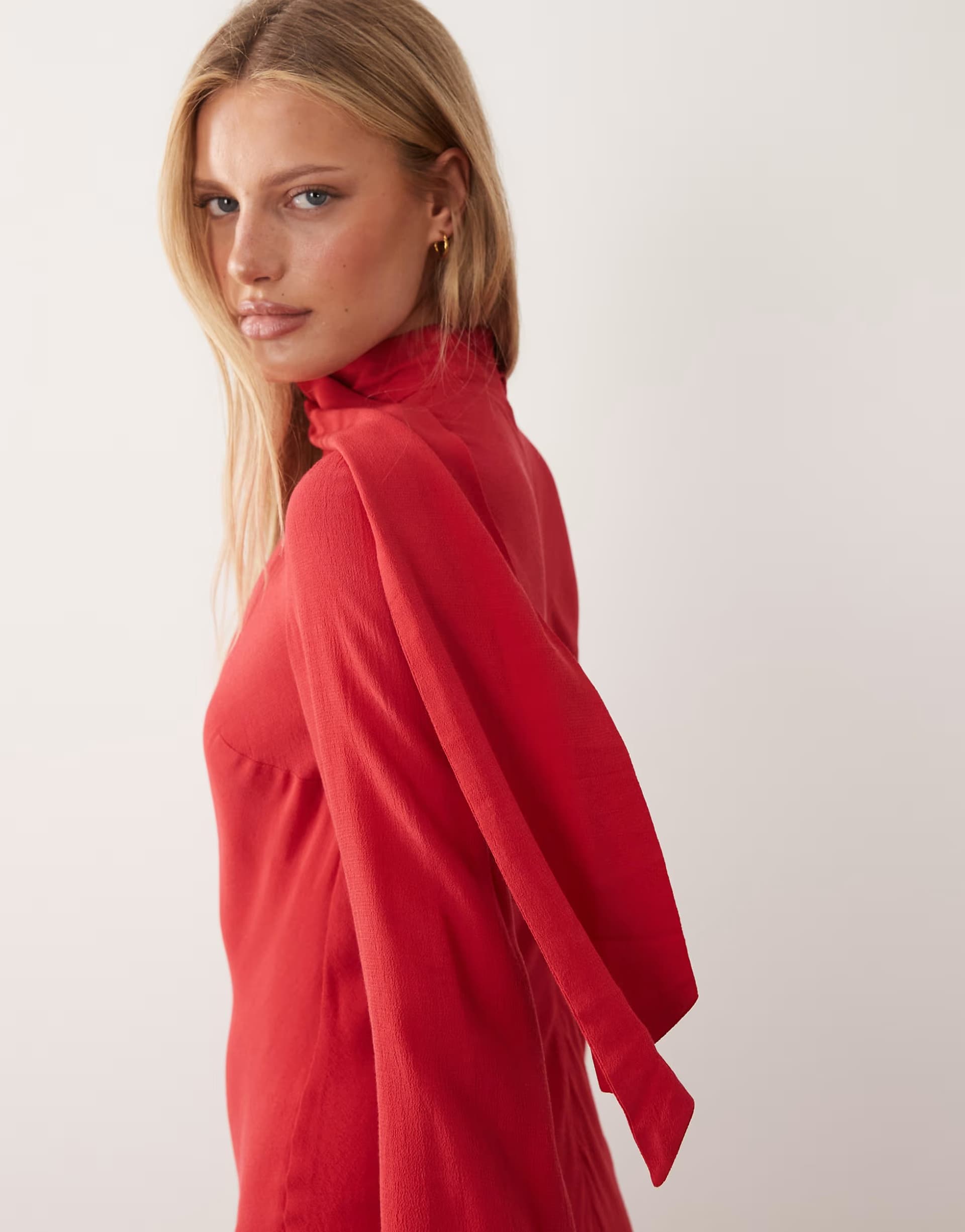 ASOS ASOS DESIGN high neck scarf detail maxi dress in red