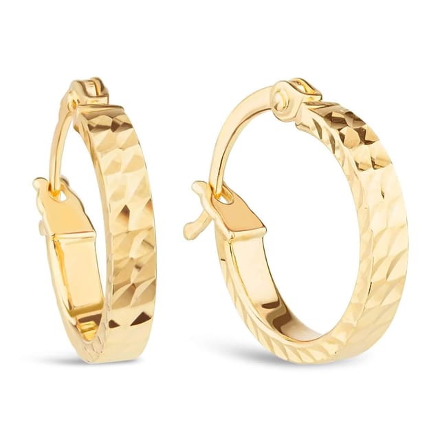 Fraser Hart Fraser Hart Women's 9ct Yellow Gold Diamond Cut Hoop Earrings - 2