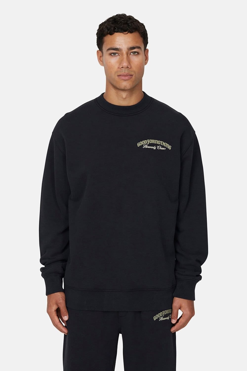 Good For Nothing Black Fleece Crew Neck Sweatshirt