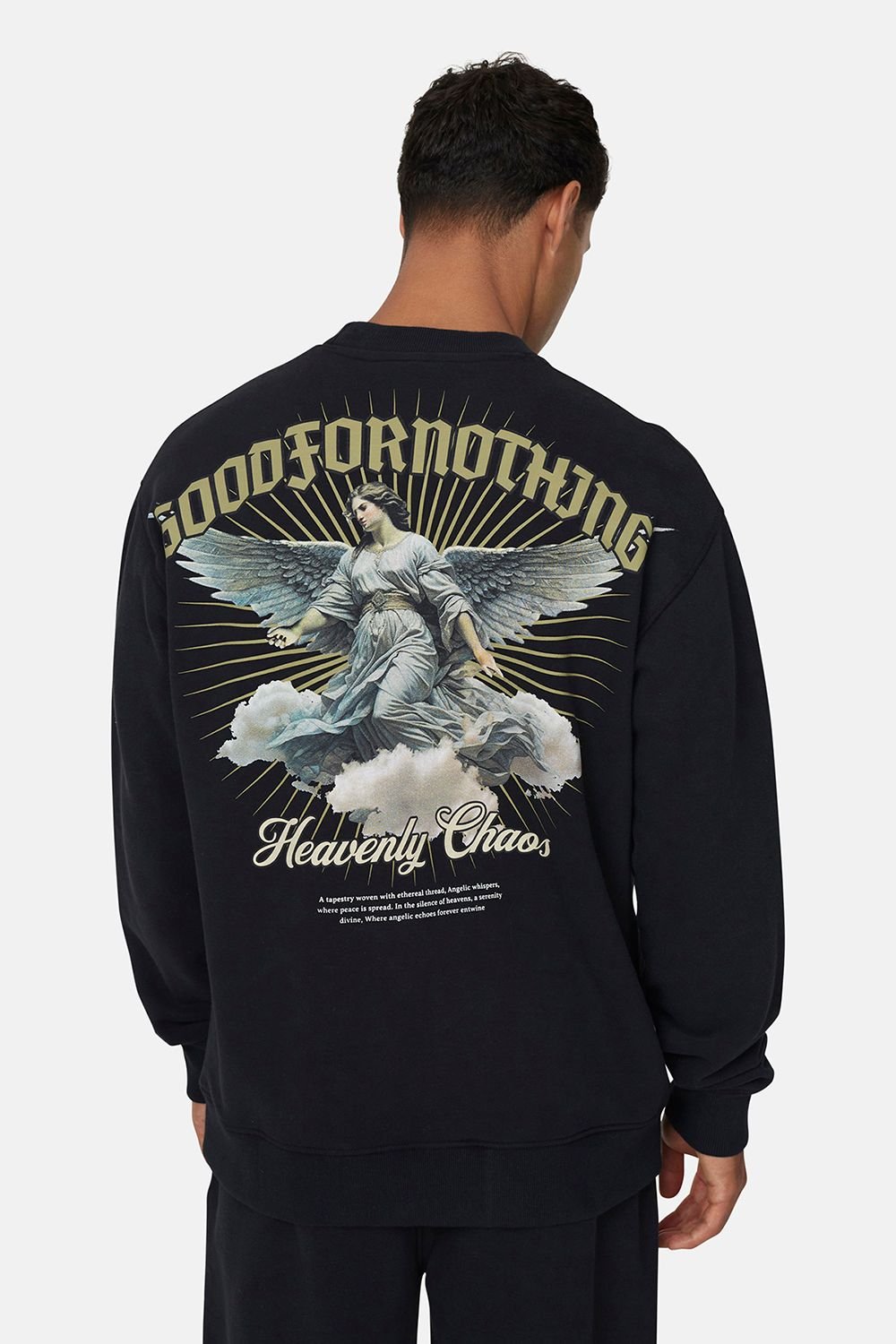 Good For Nothing Good For Nothing Men's Graphic Back Print Crew Neck Sweatshirt in Black - 2