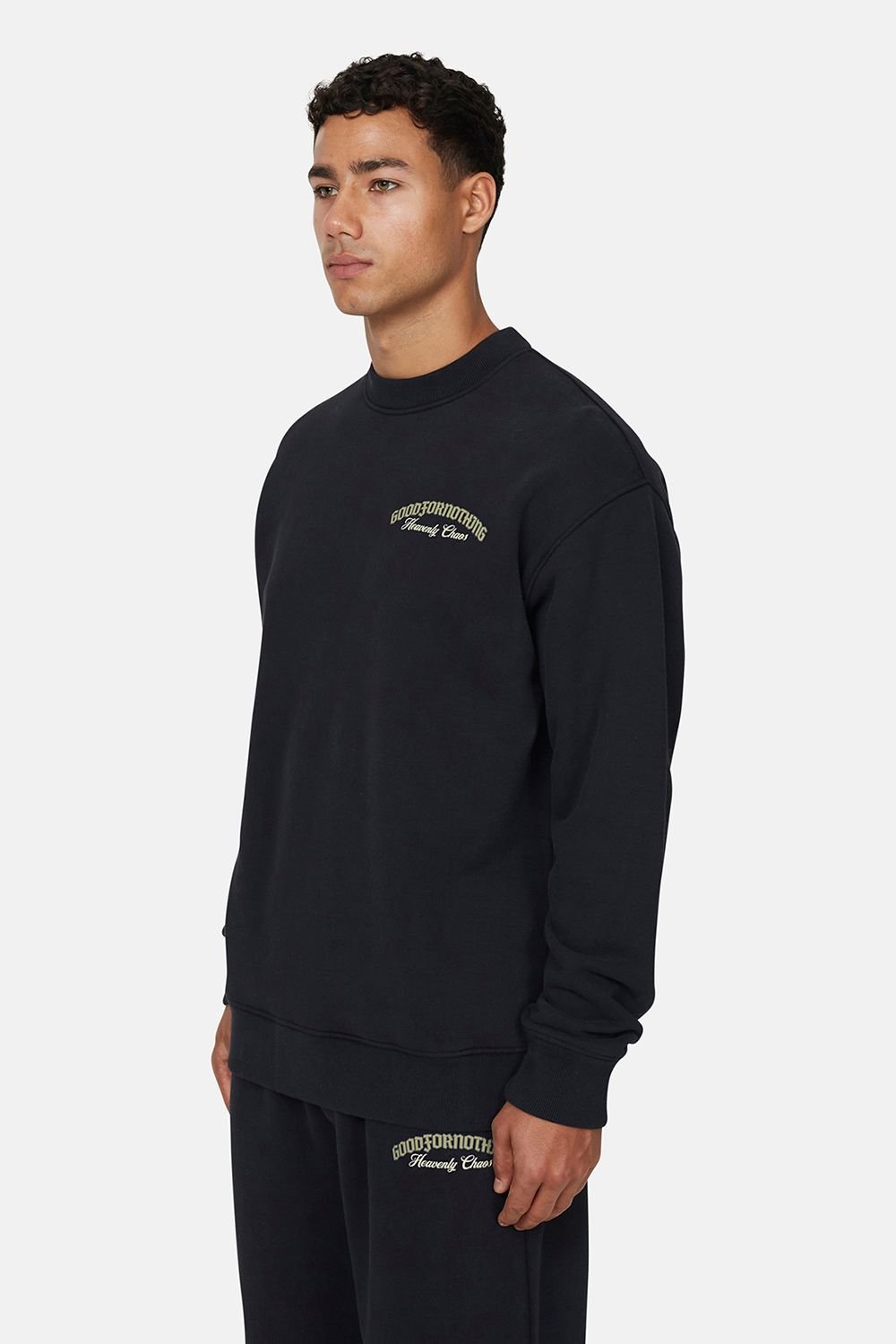 Good For Nothing Good For Nothing Men's Graphic Back Print Crew Neck Sweatshirt in Black - 4