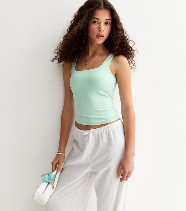 New Look Girls' Turquoise Slinky Square Neck Vest Top New Look - 2