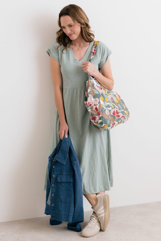 Lily & Me Lily & Me Women's Shine Cotton Jersey Dress in Olive - 2