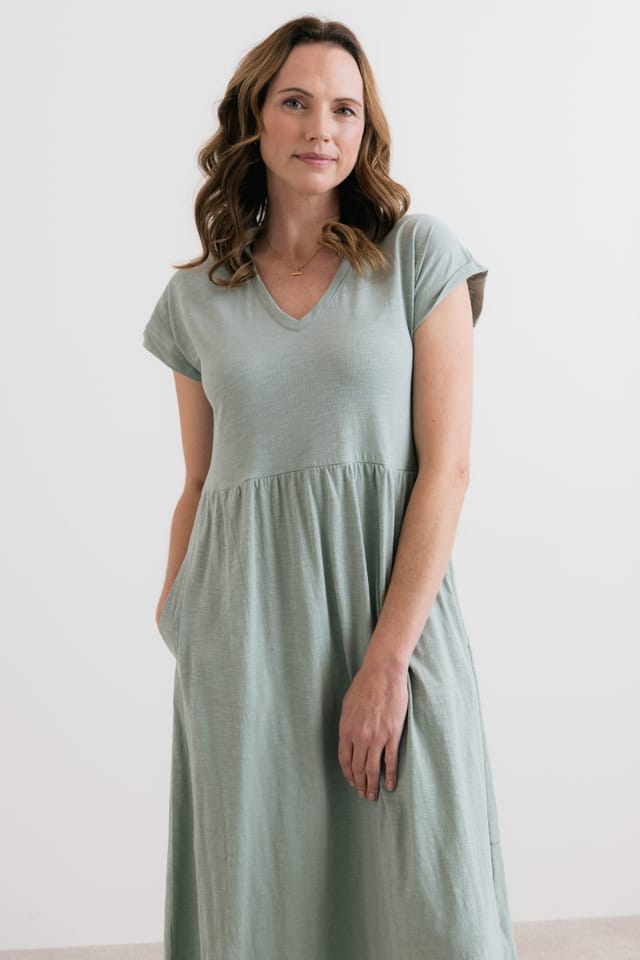 Lily & Me Lily & Me Women's Shine Cotton Jersey Dress in Olive - 3