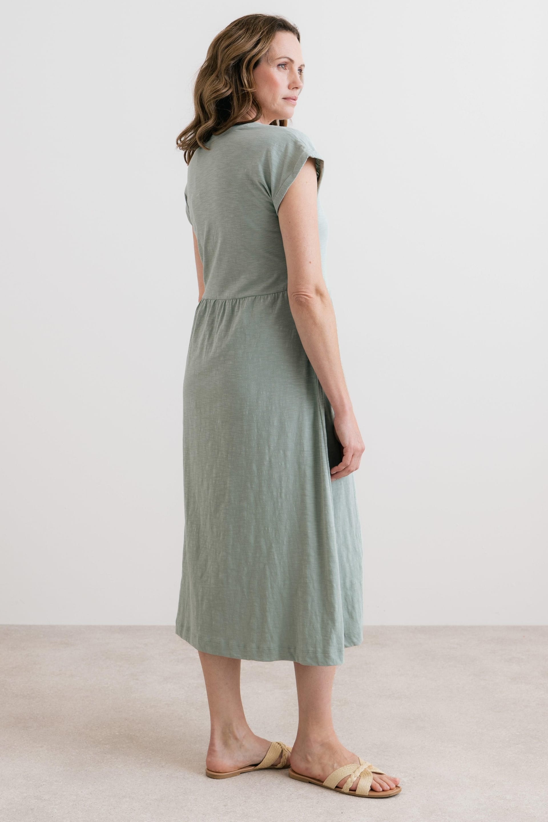 Lily & Me Lily & Me Women's Shine Cotton Jersey Dress in Olive - 4