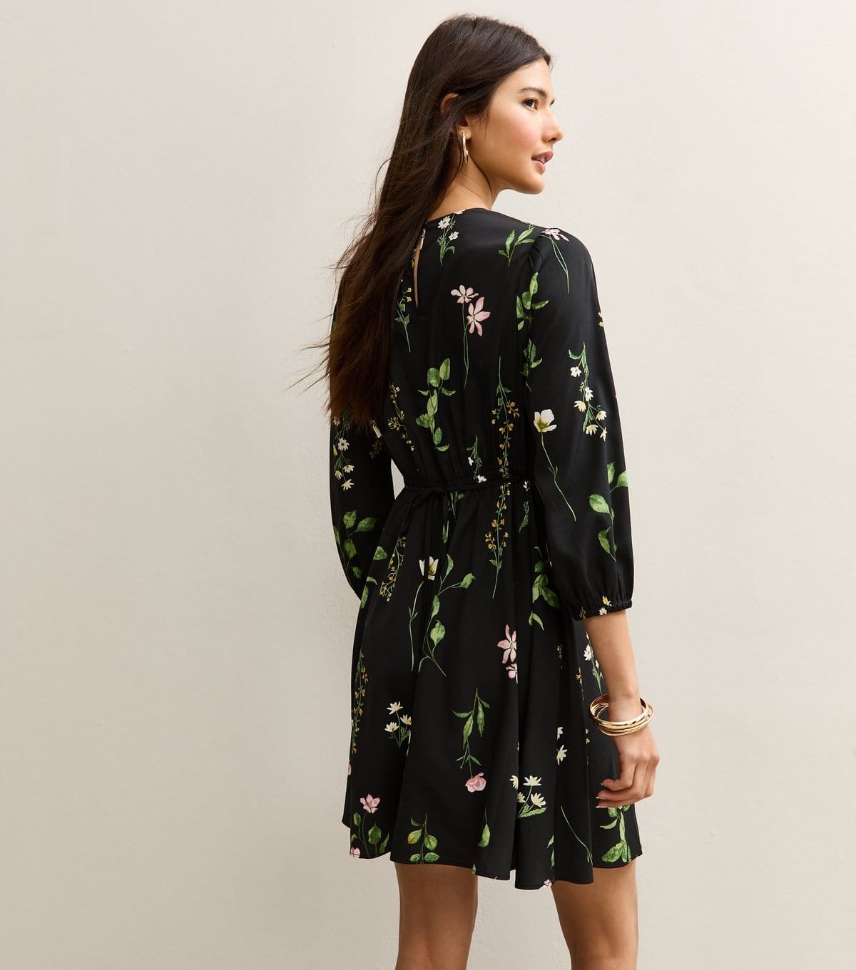 New Look Women's Black Botanical Crepe Mini Dress New Look - 4
