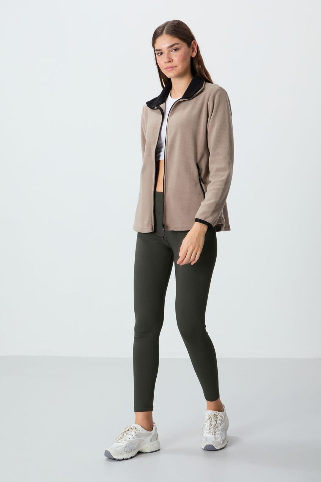 Tommy Life Tommy Life Women's Plush Zip Sweatshirt in Beige - 4