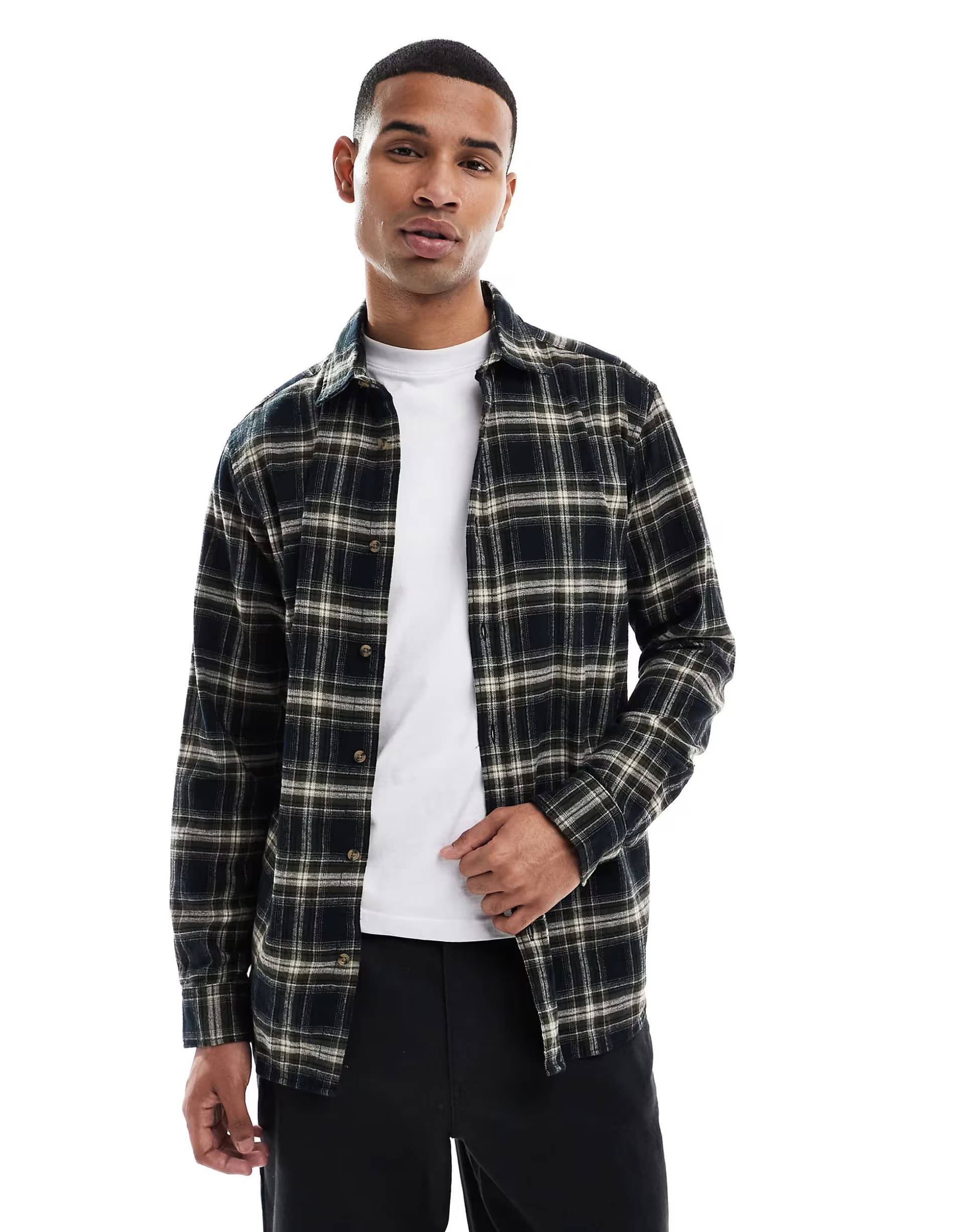 ASOS Jack & Jones check shirt in black