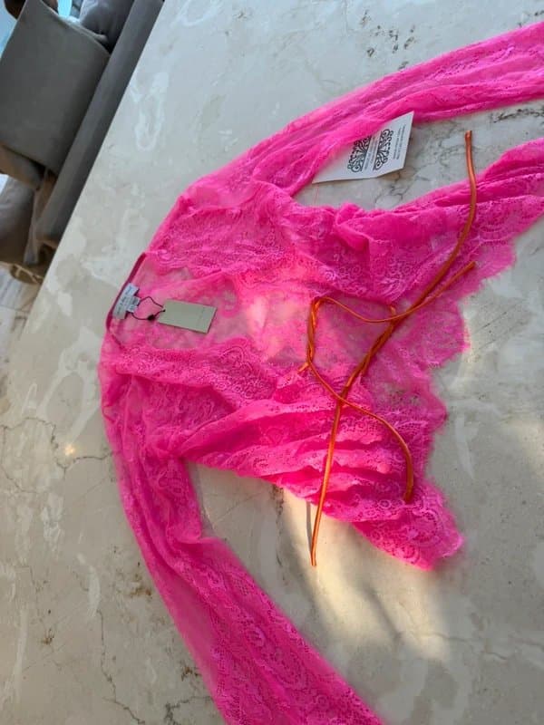 Never Fully Dressed #Never Fully Dressed Neon Pink Lace Tie Front Top – Sheer  Uk 6 – New With Tags