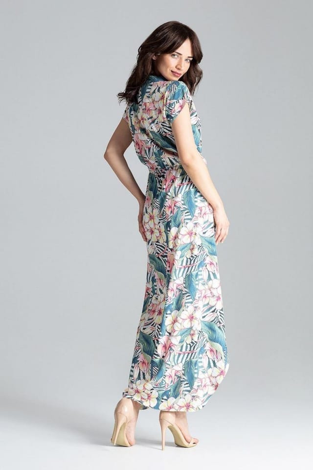 Love Lace Love Lace Women's Kimono Sleeve Long Dress Elastic Waist Slit - 3